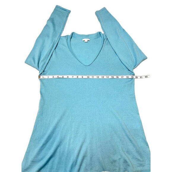 J. Jill Merino Wool V-Neck Sweater Sky Blue Soft Pastel Rolled Neck Women Size M - Picture 6 of 11